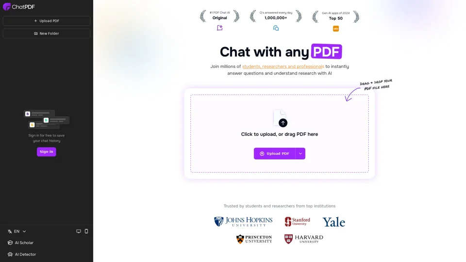ChatPDF AI | Chat with any PDF | Free