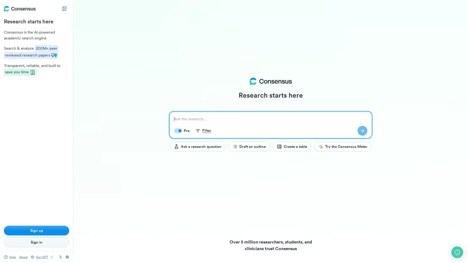 Search - Consensus: AI Search Engine for Research