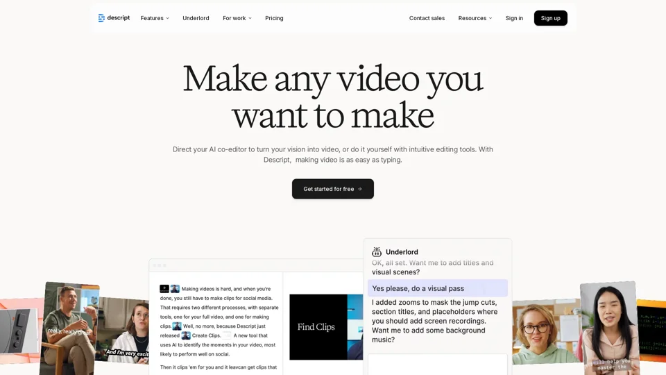 Descript: Edit Videos & Podcasts Like a Doc | AI Video Editor