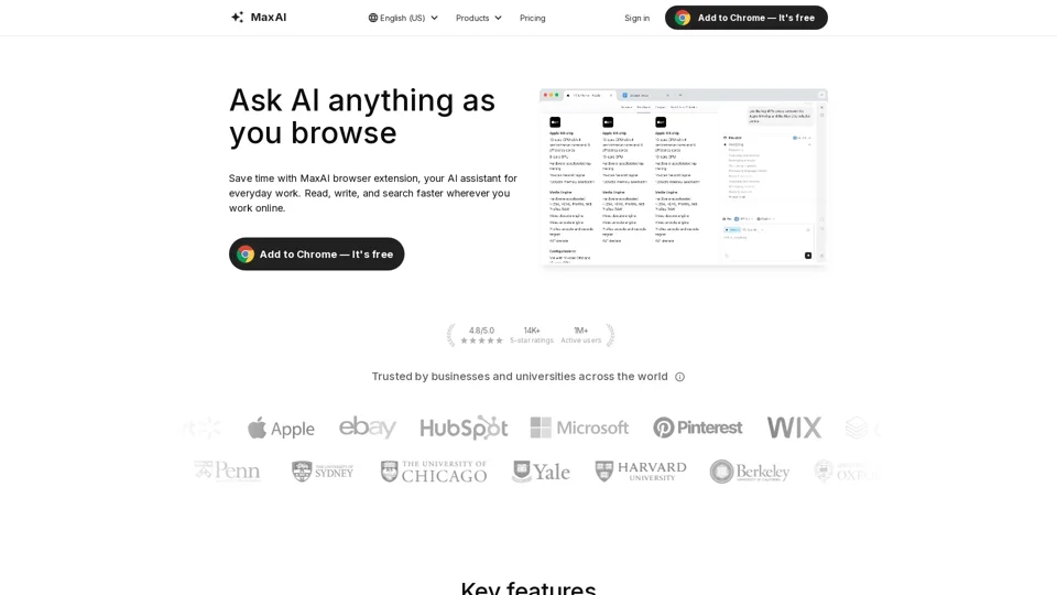 MaxAI: Ask AI anything as you browse