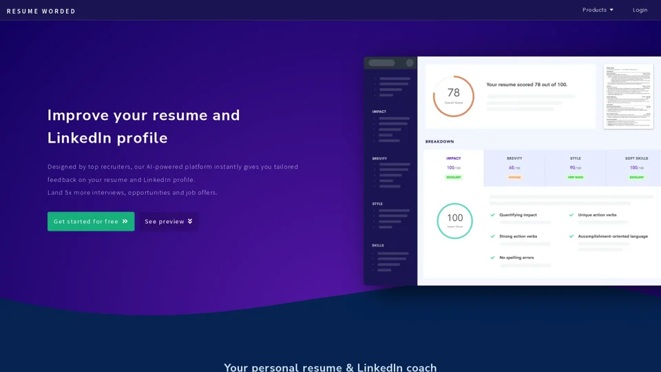 Resume Worded - Free instant feedback on your resume and LinkedIn profile