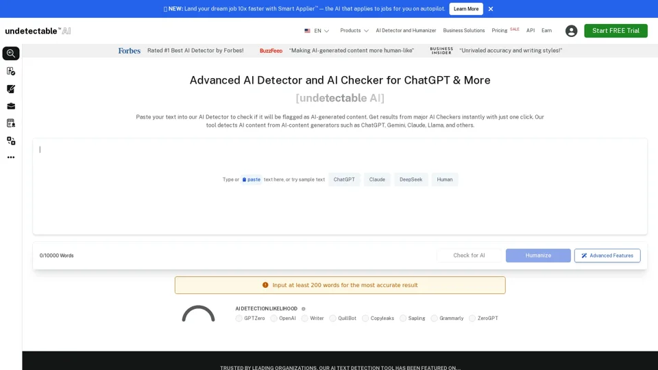 AI Detector & AI Checker for ChatGPT & More - Undetectable AI