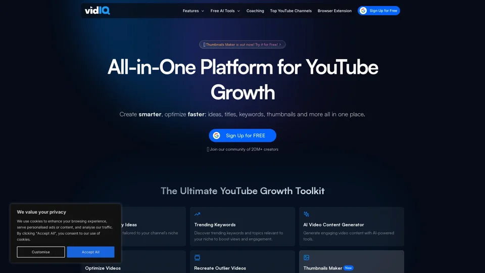 vidIQ: Get More Subscribers & Views on YouTube | YouTube Tools