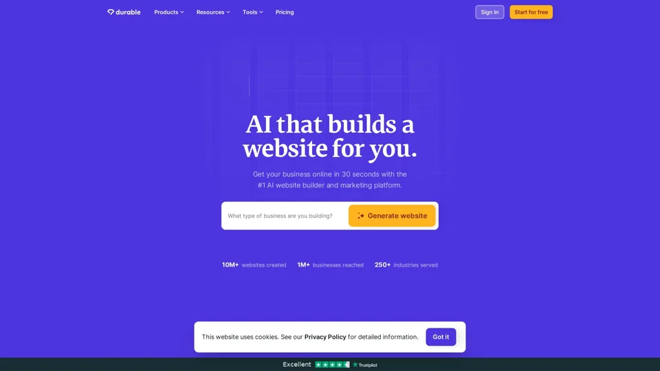 Durable AI Website Builder and Small Business Software