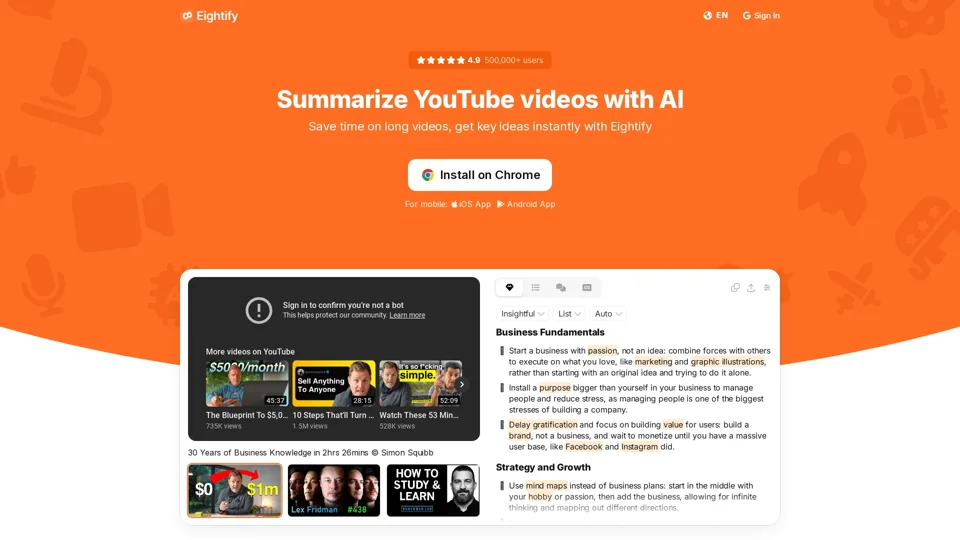Eightify: Enhancing Audio and Video with AI-Powered Insights
