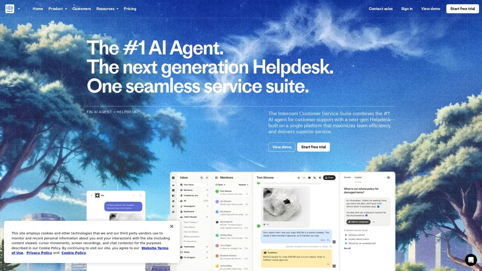 The #1 AI agent and next-gen Helpdesk for customer service