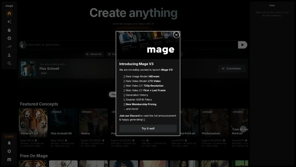 Mage | Free & Unlimited AI Image and Video Generator