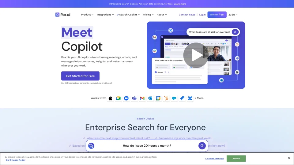 Meeting Summaries, Transcripts, AI Notetaker & Enterprise Search | read.ai