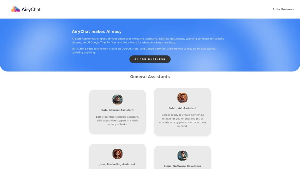 Try AiryChat AI Assistants for Free | AiryChat