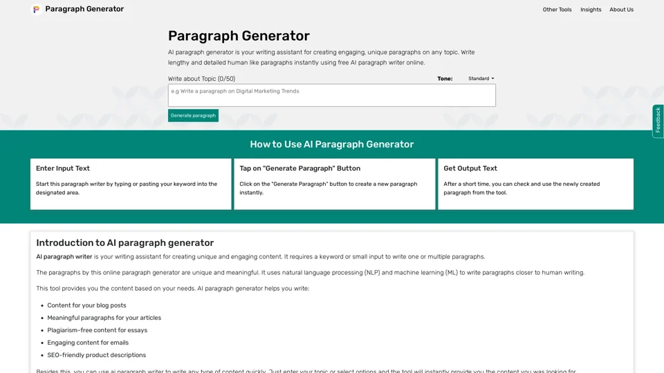 AI Paragraph Generator - Free AI Paragraph Writer