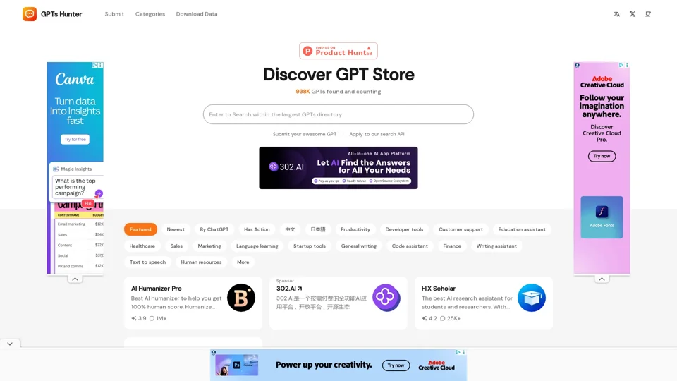 GPTs Hunter: Discover GPT Store on ChatGPT in the biggest GPTs directory