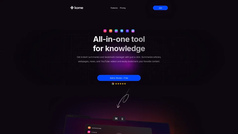 Kome: AI Summary and Bookmark Extension