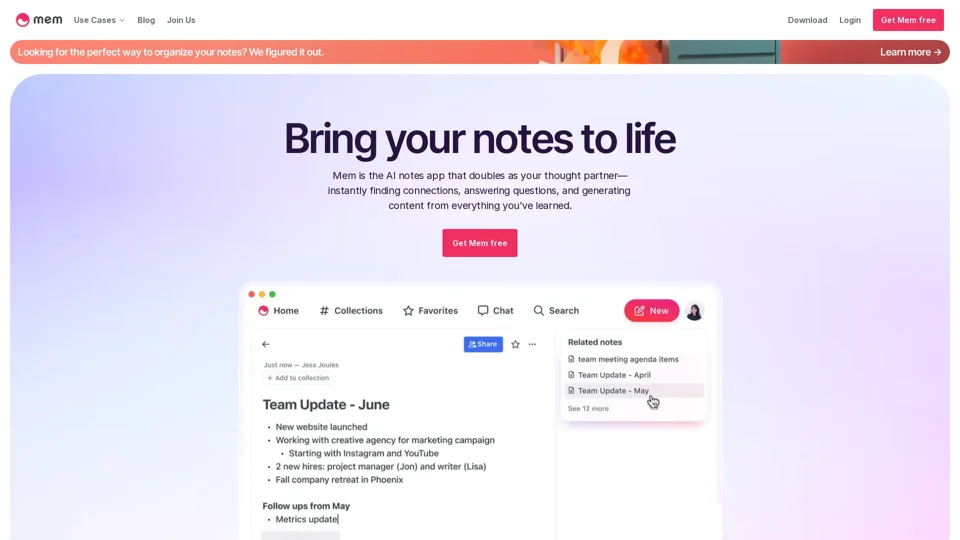 Mem – The AI Notes App That Keeps You Organized
