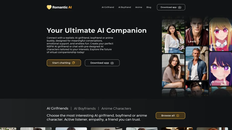 Romantic AI Girlfriend App Simulator 💛 Best NSFW AI Sexting Chat