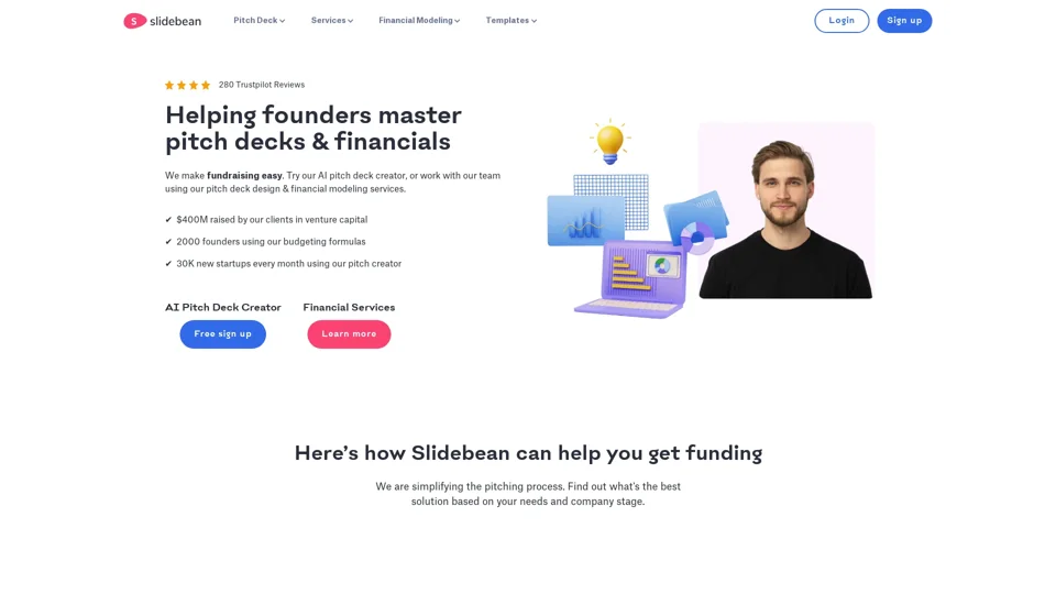 Slidebean: AI Pitch Deck Creator + Pitch Deck Design Agency