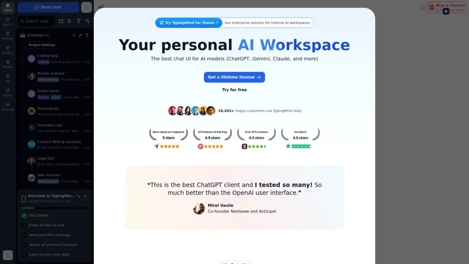 TypingMind — LLM Frontend Chat UI for AI models