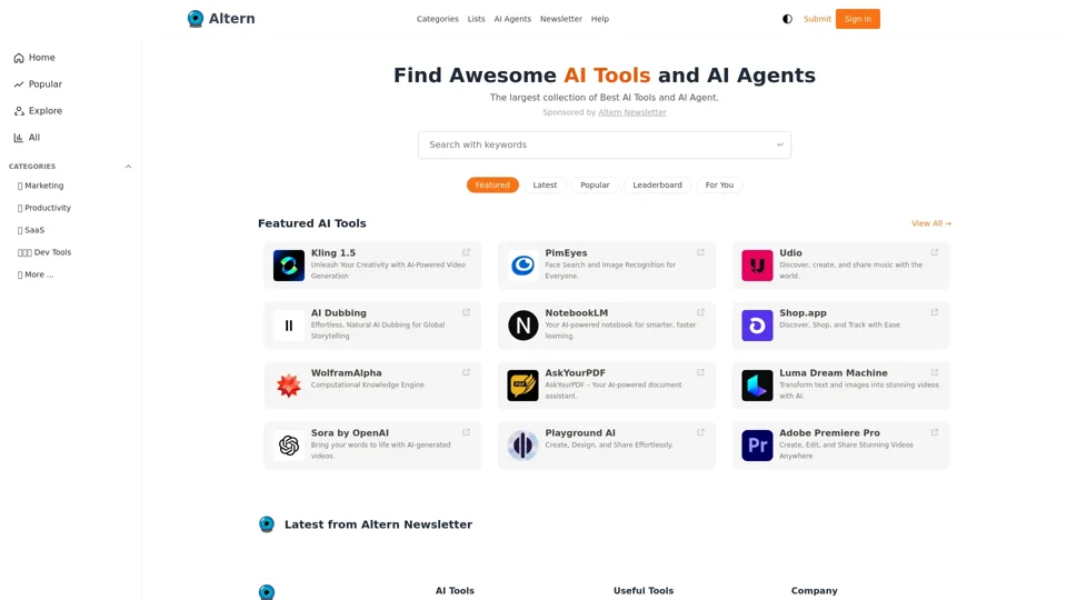 Altern - Find Best AI Tools & AI Agents - Best AI Directory