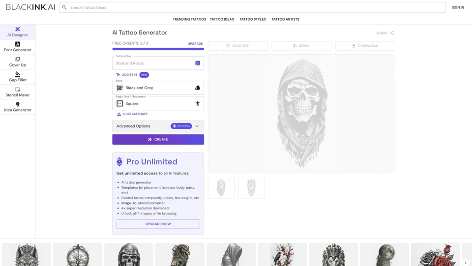 Free AI Tattoo Generator App - Design Unique Tattoo Ideas in Seconds