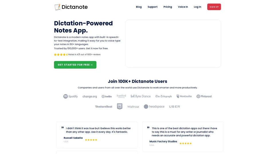 Dictanote - Dictation-Powered Note Taking