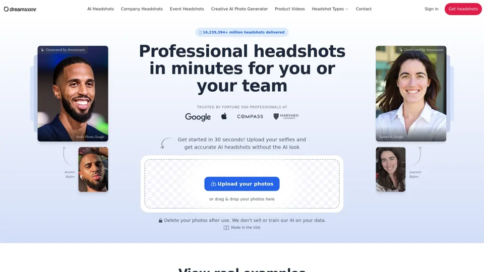 Dreamwave | Professional headshots in minutes, made with AI
