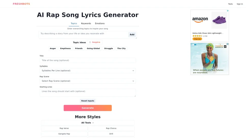 AI Rap Song Lyrics Generator | Songwriting Inspiration Engine