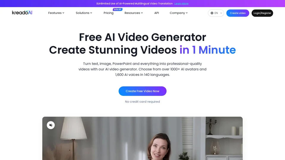 Free AI Video Generator: Create AI Videos in 1 Min | KreadoAI