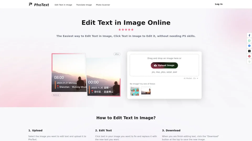 Edit Text in Image/Screenshot Online for Free (AI-Powred) | PhoText