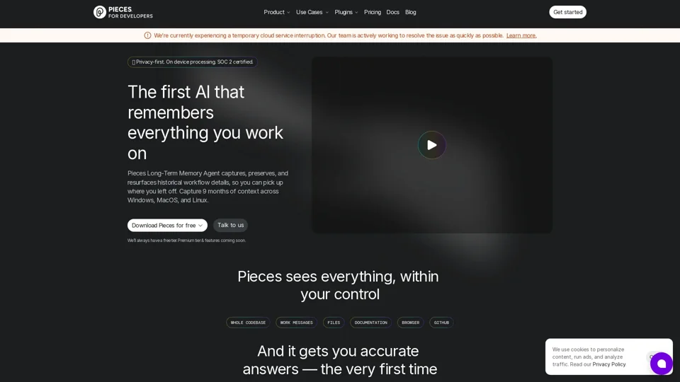 Pieces for Developers — The first AI that remembers everything you work on