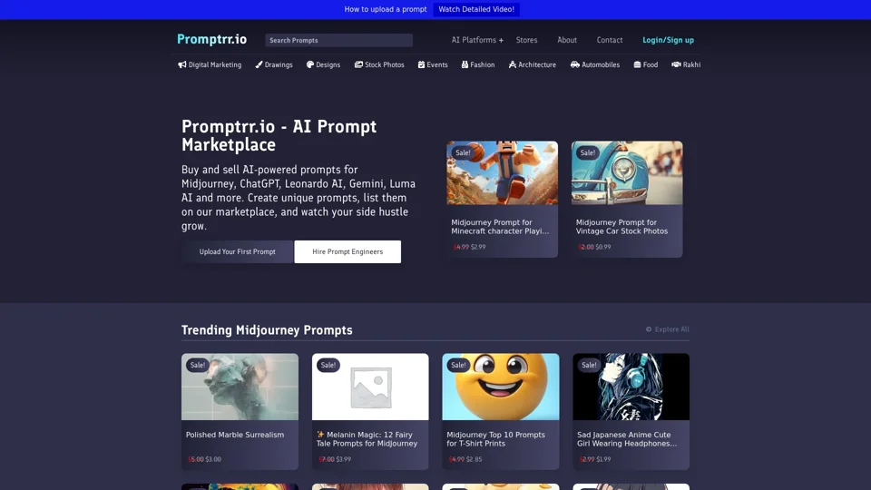 AI Prompt Marketplace- ChatGPT, Bard, Leonardo& Midjourney Prompts