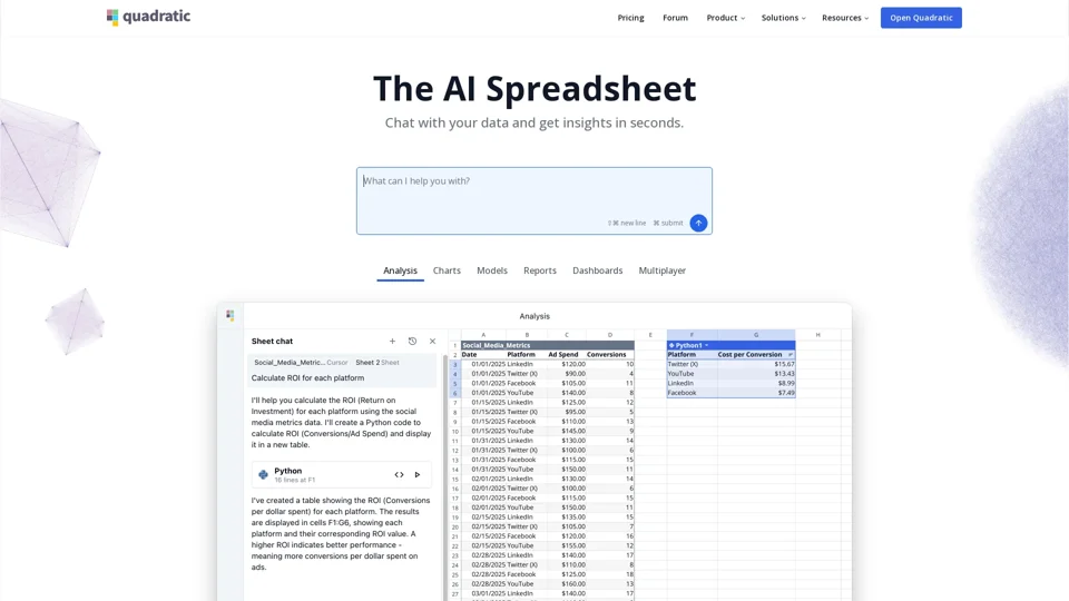 Quadratic: The AI Spreadsheet