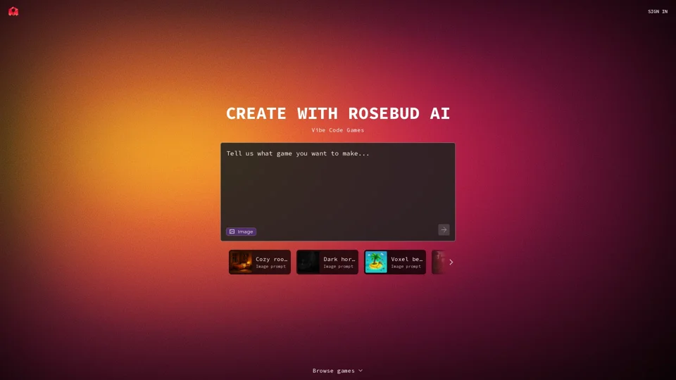 Rosebud AI: Make 3D Games & Worlds with Vibe Coding