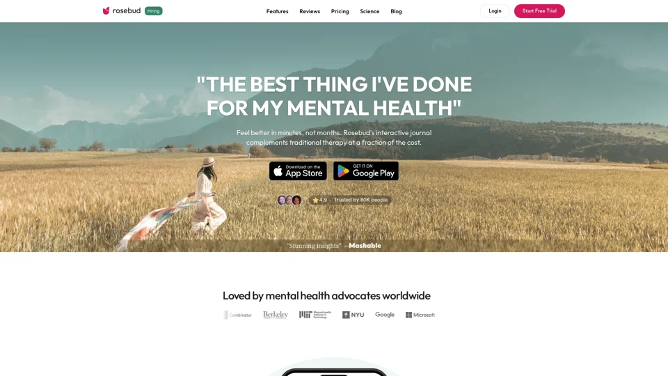 Rosebud: Best Online Journal for Mental Health | Feel Better in Minutes