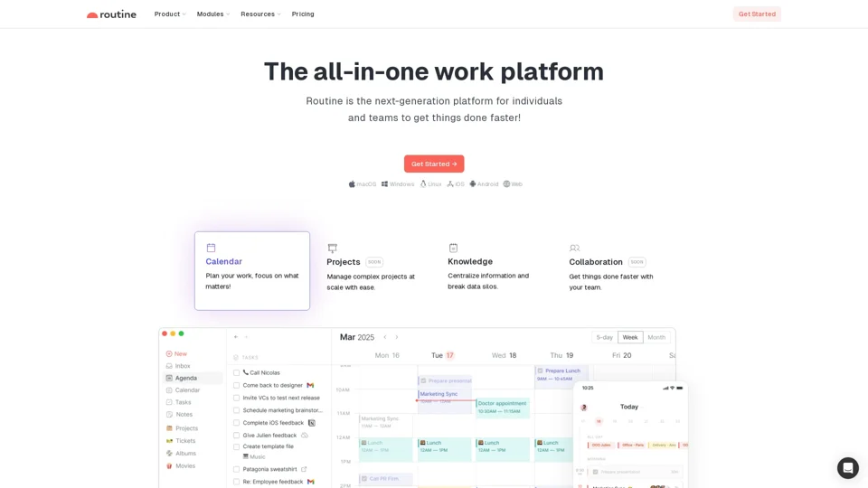 All-in-One Work Platform for Individuals & Teams · Routine
