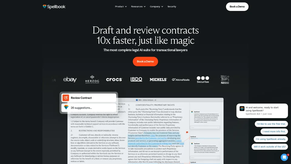 Legal AI Contract Review & Drafting | Spellbook