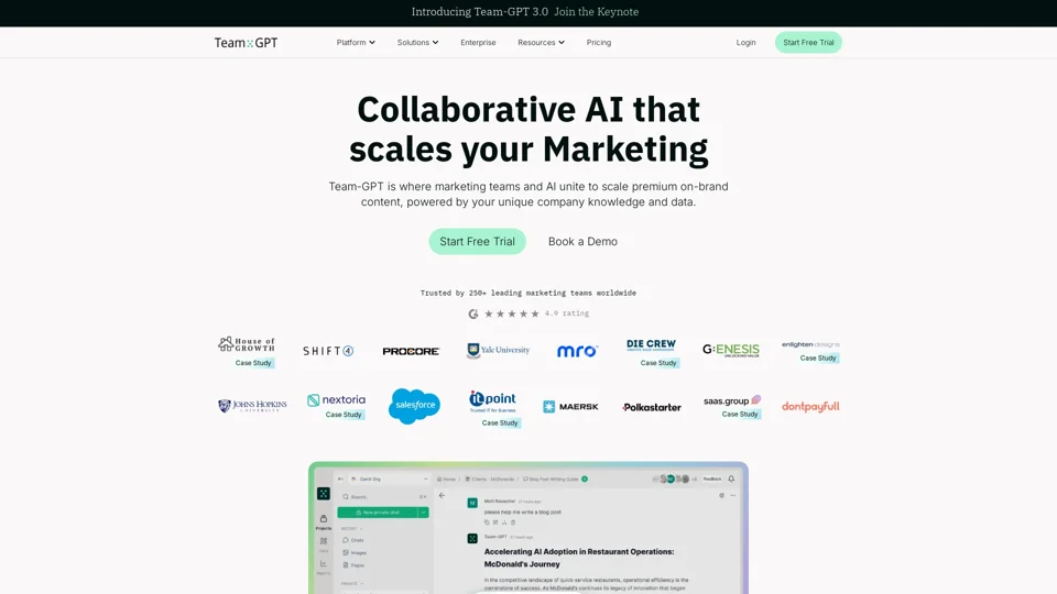 Your entire Marketing AI workflow in One Collaborative Space | Team-GPT