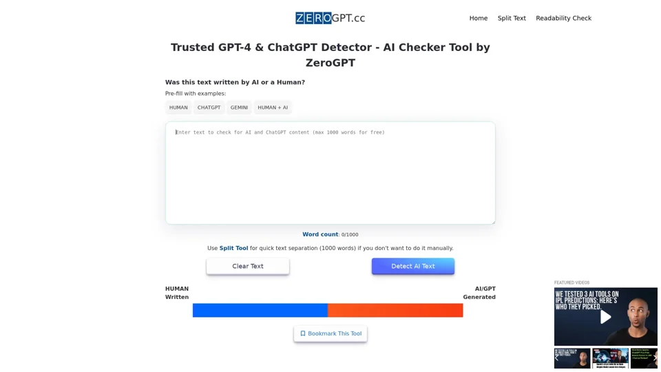 ZeroGPT | Free ChatGPT Detector, AI Checker | GPTZero