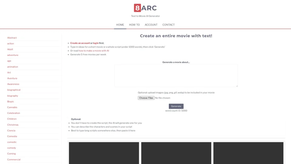 8Arc - Text to Movie AI Generator
