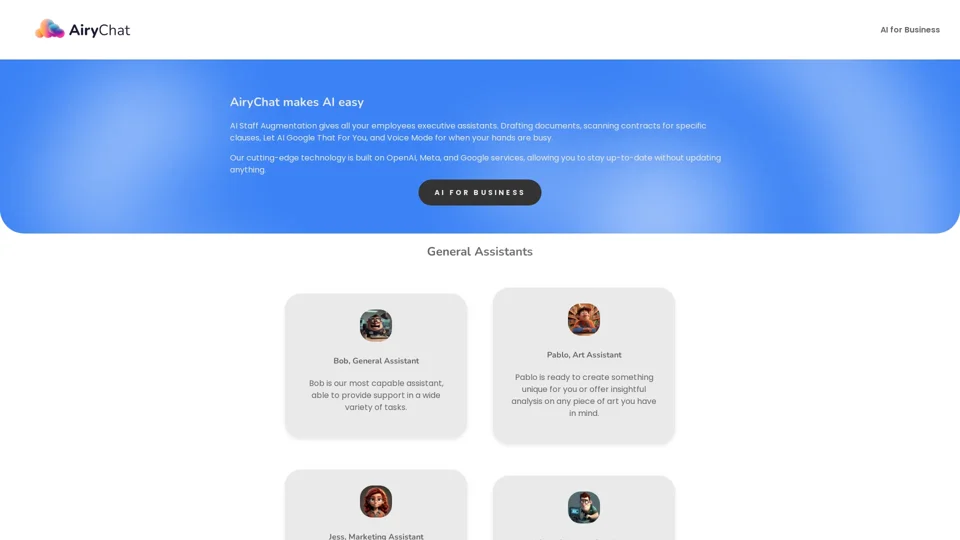 Try AiryChat AI Assistants for Free | AiryChat