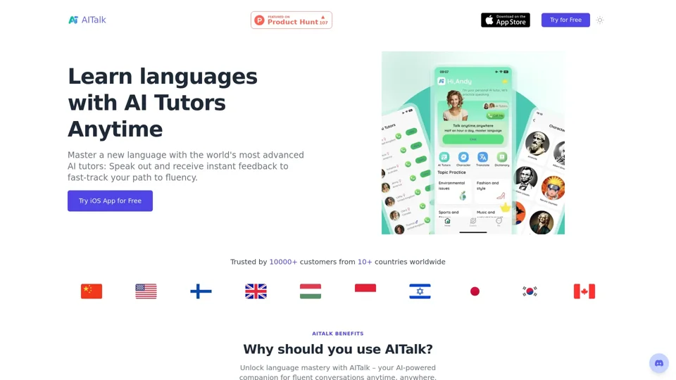 AITalk - Learn languages with AI Tutors, Anytime,Anywhere