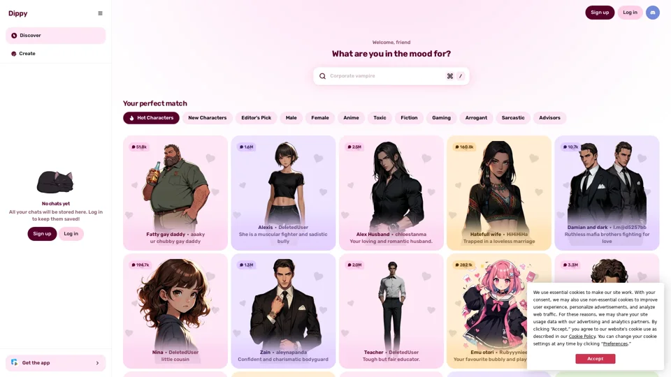Dippy AI - Spicy AI Chat & Roleplay (online, free, unlimited)