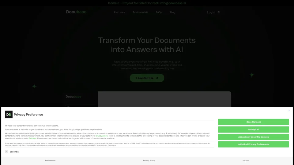 Free 7 day test - DOCUBASE.AI