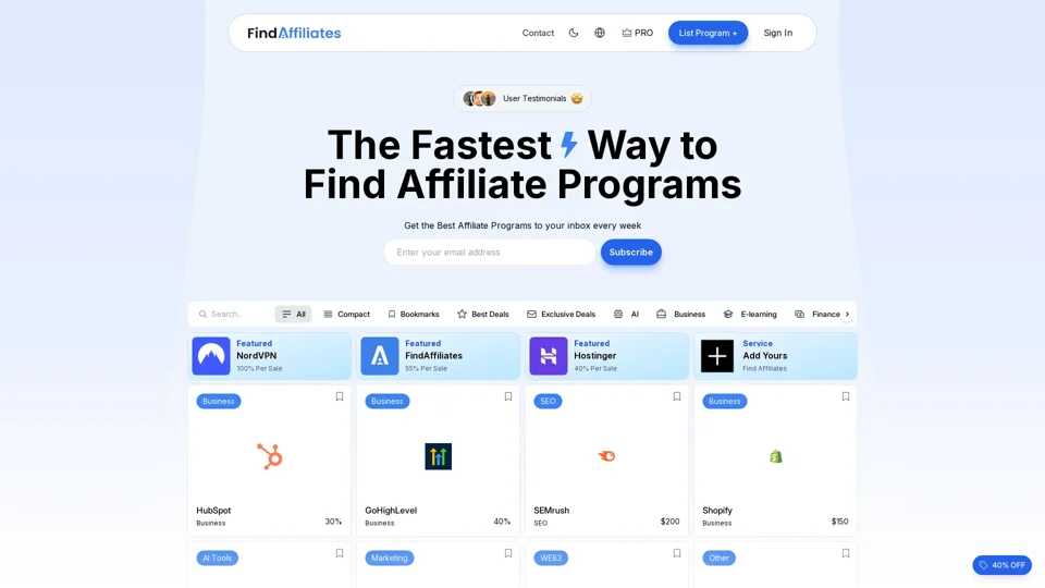 Find Affiliates | Best Affiliate and Referral Programs Directory