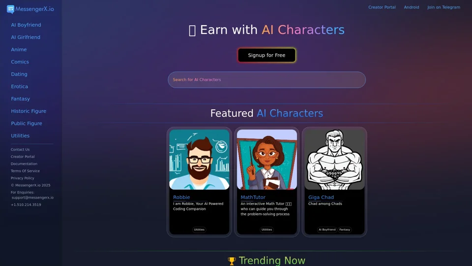 MessengerX.io: Chat with Uncensored AI Chatbots