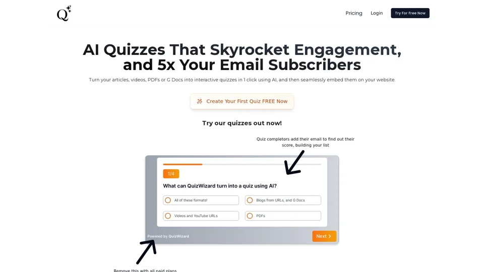 QuizWizard - AI Quiz Generator For Articles, Videos & PDFs