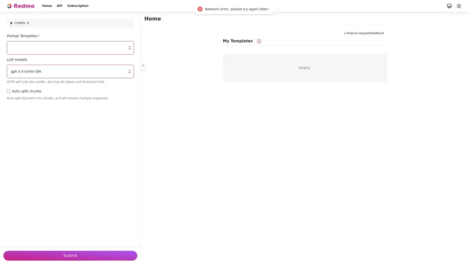 Redmo | Create prompt templates with variables and API support