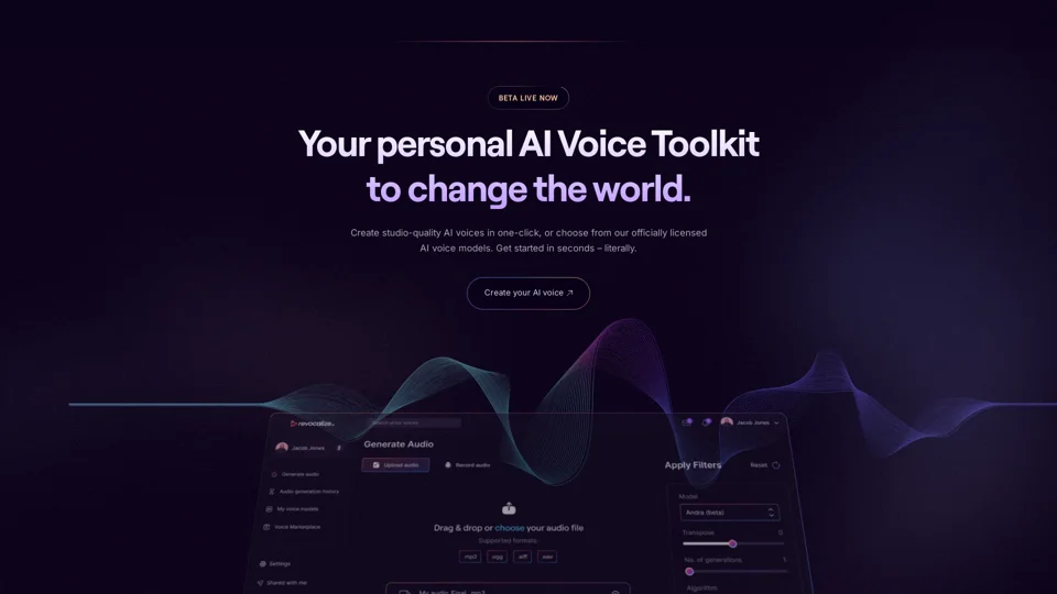 Revocalize AI – Studio-Level AI Voice Generation & Music Tools